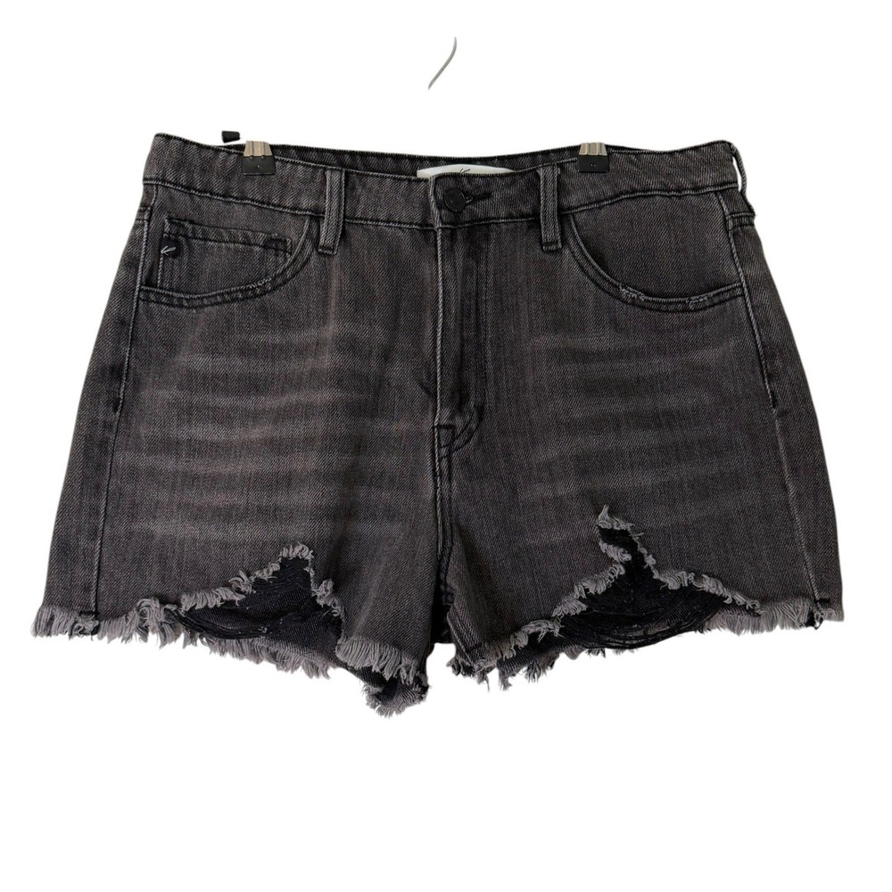Kancan Womens Distressed High Rise Denim Shorts Washed Black KC9145DG-TJ Size 11